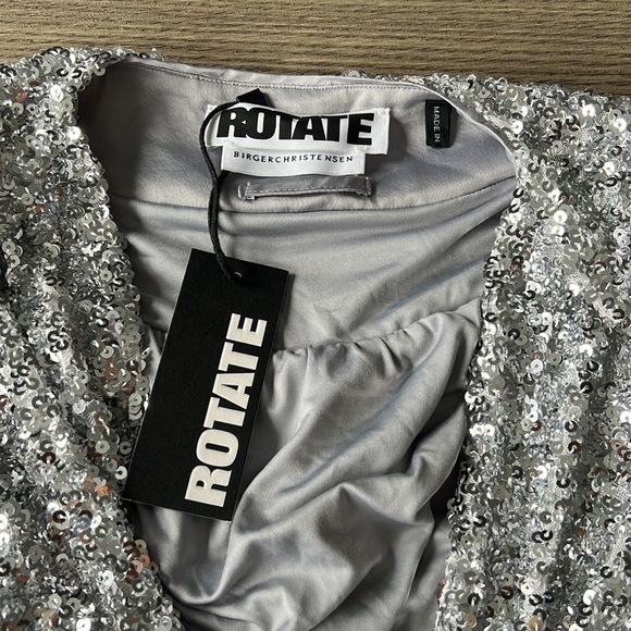 ROTATE Birger Christensen Sliver Sequin Wrap Minidress US 10 NWT 420$ - Picture 10 of 12